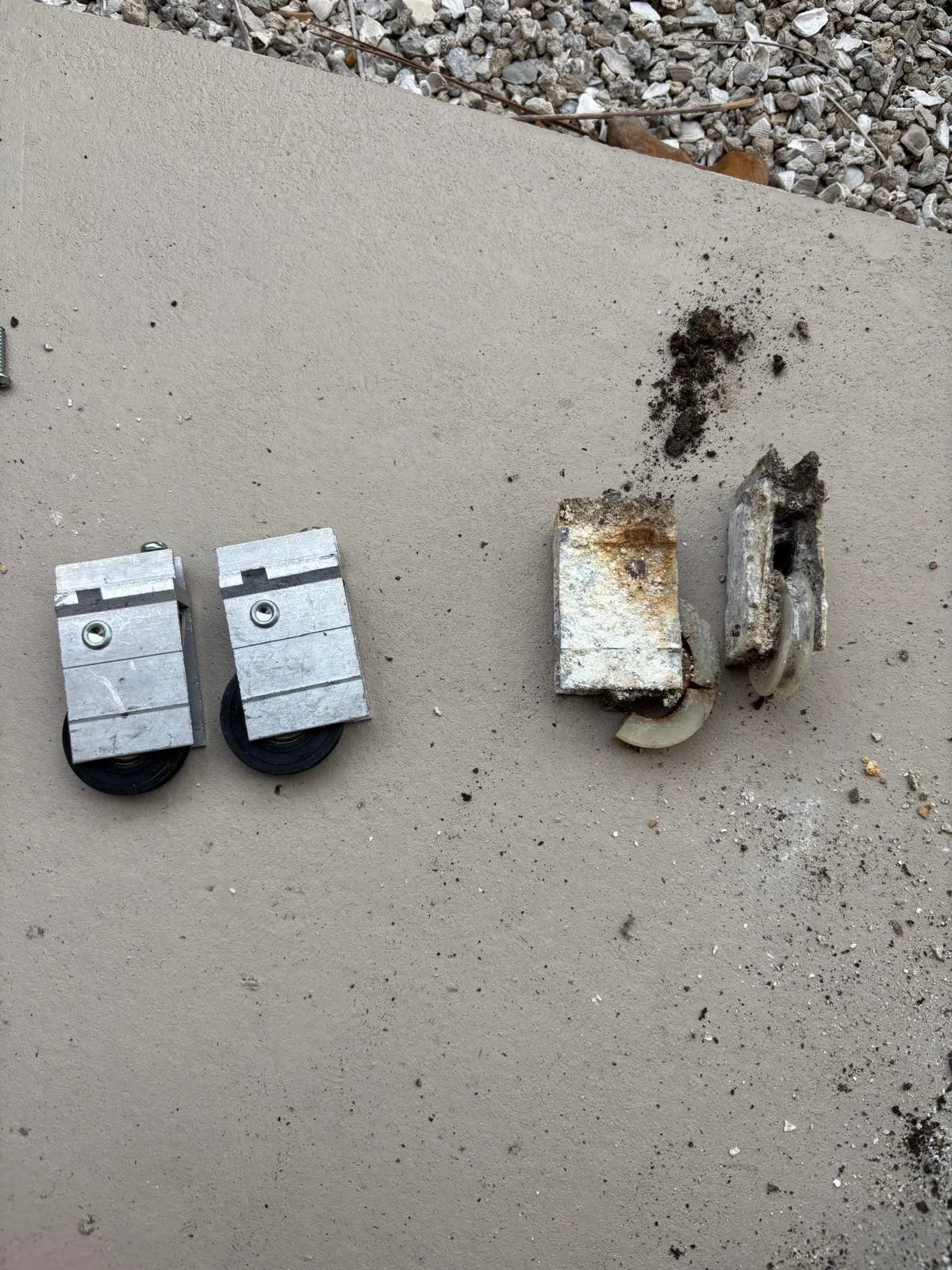 Sliding door components being serviced in South Florida