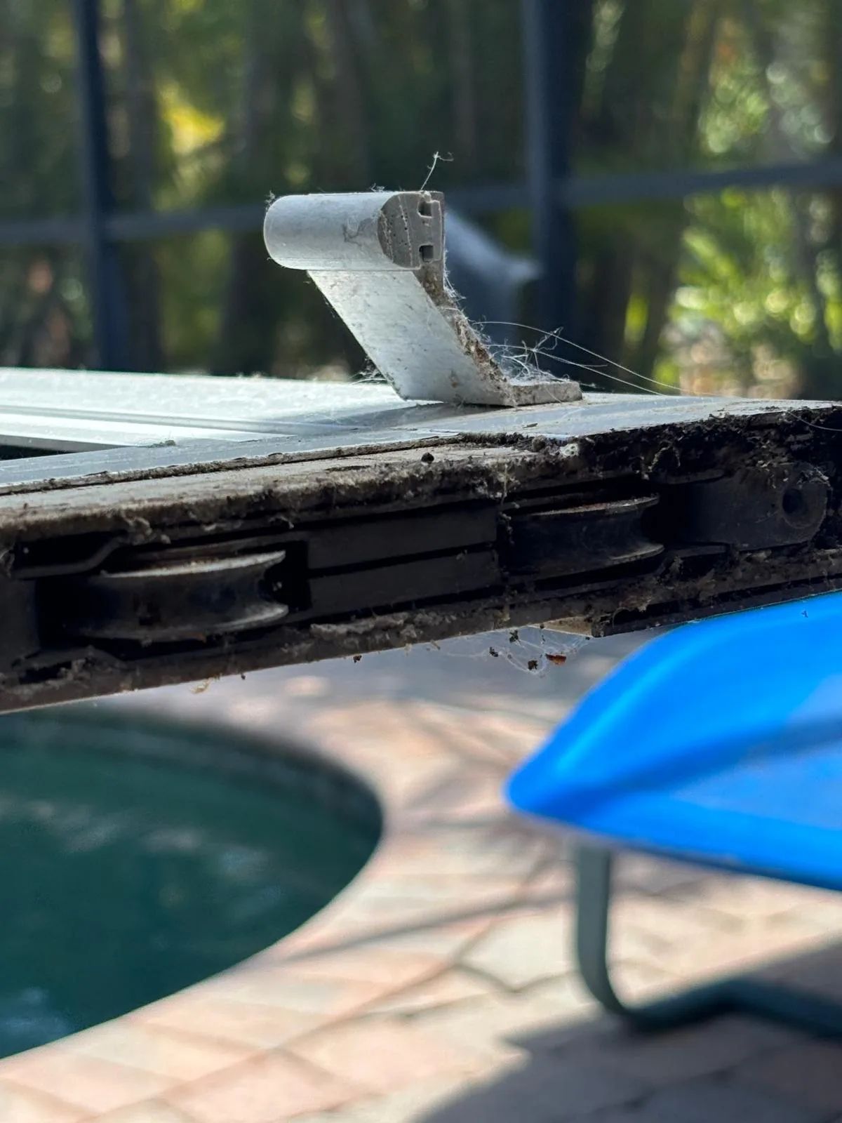 Sliding door components being serviced in South Florida