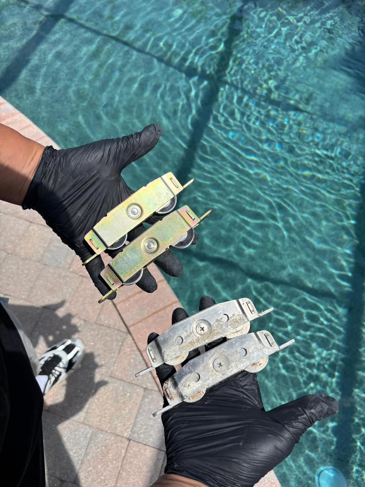 Old vs new sliding door rollers comparison