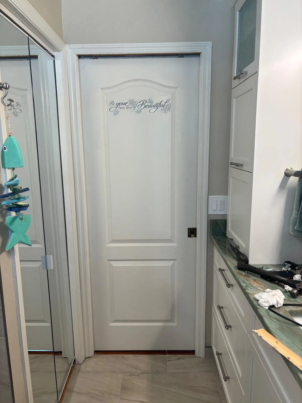 Sliding door components being serviced in South Florida